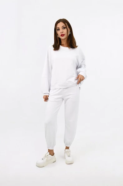 Kadın Bisiklet Yaka Kol Etiket Detaylı Eşofman Takımı 4162-25 - 8