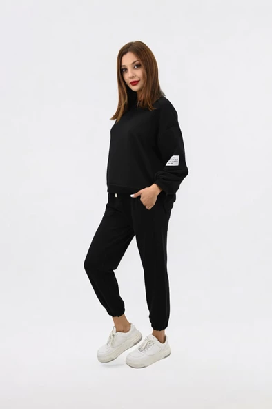 Kadın Bisiklet Yaka Kol Etiket Detaylı Eşofman Takımı 4162-25 - 5