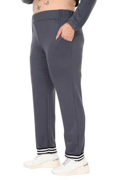 Melsay Butik Antrasit V Yaka Yakası Şerit Detaylı Eşofman Takımı - Resim 6