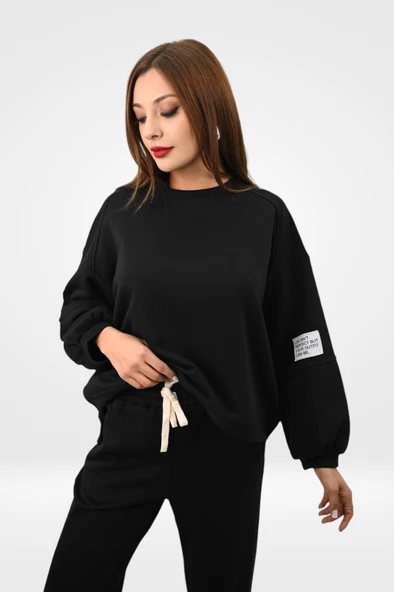 Kadın Bisiklet Yaka Kol Etiket Detaylı Eşofman Takımı 4162-25 - 7