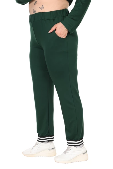 Melsay Butik Zümrüt Yeşili V Yaka Yakası Şerit Detaylı Eşofman Takımı - Resim 6