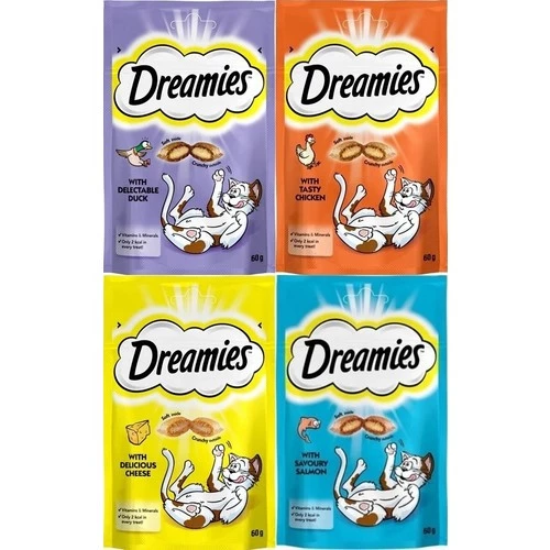 Dreamies Kedi Ödül Maması 60 gr 4'lü Ördek-Tavuk-Peynir-Somon