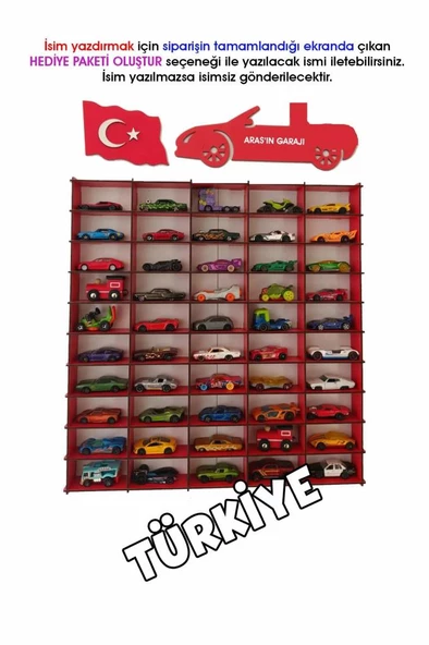 Kişiye Özel Oyuncak Araba Rafı 50'li Beyaz (hotwheels Ve Matcbox Arabaları Için Uygundur) - 10
