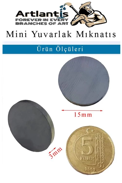 Yuvarlak Mıknatıs Mini 150 Adet 15x3 mm Mini Mıknatıs Seramik Kömür Mıknatıs Nişan Düğün Sünnet Çok Amaçlı Süsleme Mıknatıs - 4