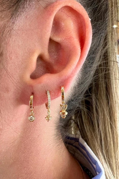 MİNİ NORT STAR ALTIN KAPLAMA KÜPE - Resim 3