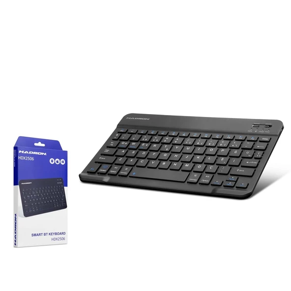 Hadron HDX2506 Türkçe-Q FN Multimedia Bluetooth 5.0 Kablosuz Mini Klavye - Metalik Füme - 1