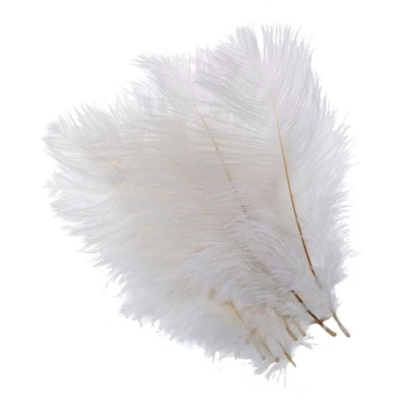 Nettenevime 3lü Set Deve Kuşu Tüyü Beyaz 40-45 CM Gerçek Tüy - 2