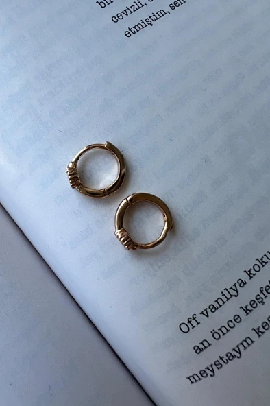 MİNİ TEK TAŞ ALTIN KAPLAMA KÜPE - Resim 2