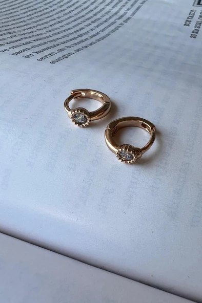 MİNİ TEK TAŞ ALTIN KAPLAMA KÜPE ürün görseli 1