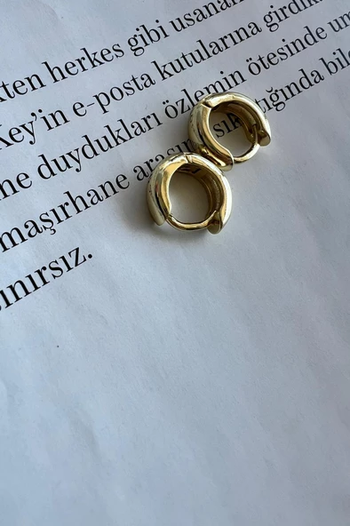 MİNİ TOMBUL 14K ALTIN KAPLAMA KÜPE - Resim 2