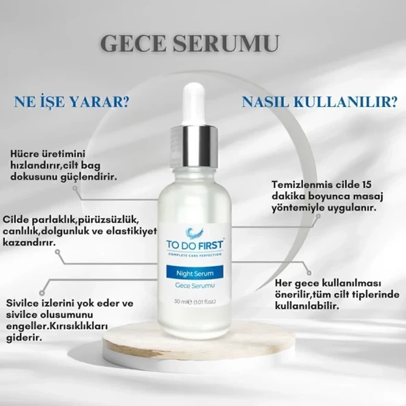 TO DO FIRST Gözenek Sıkılaştırıcı ve Kırışıklık Giderici Gece Serumu 30 ML - 2