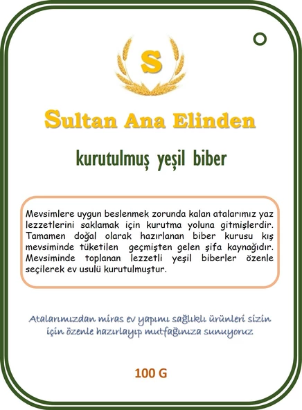 KURUTULMUŞ YEŞİL BİBER 100G - 2