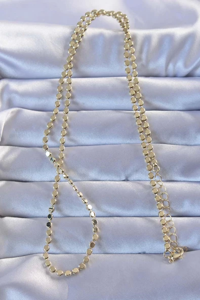 Pirinç Gold Renk Parçalı Ezme Kolye - Resim 2