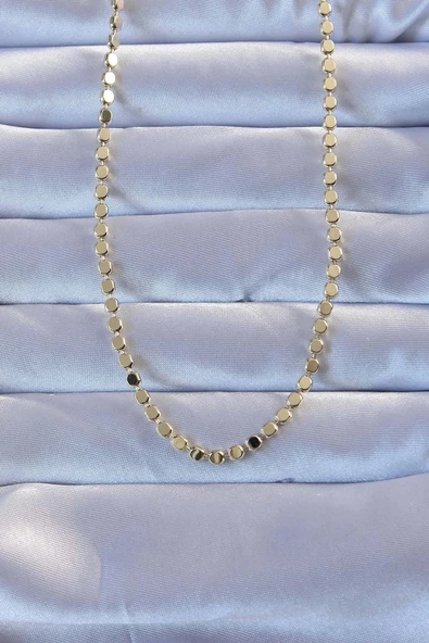 Pirinç Gold Renk Parçalı Ezme Kolye ürün görseli 1