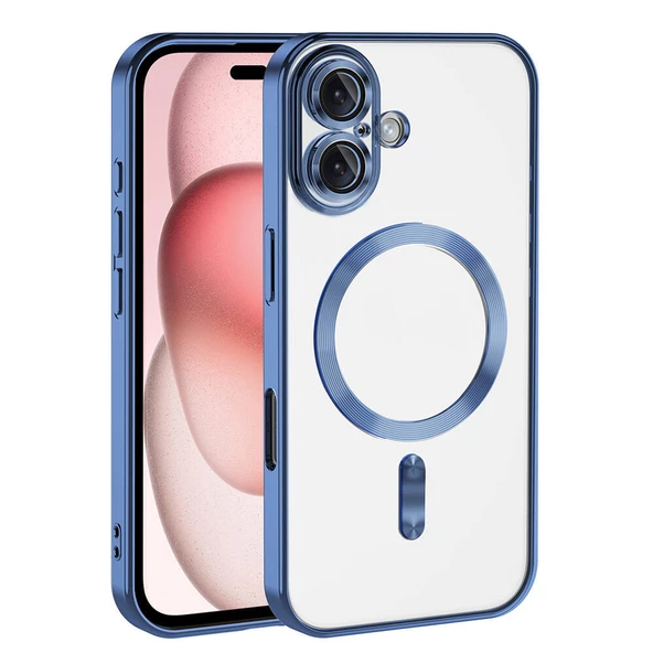 Apple iPhone 16 Plus için Magsafe ile uyumlu Kılıf Kamera Lensli Korumalı Şeffaf Silikon Kapak - 6