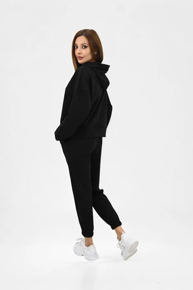 Kadın Kapüşonlu Lastik Paça Detaylı Eşofman Takımı 4161-25 - 7