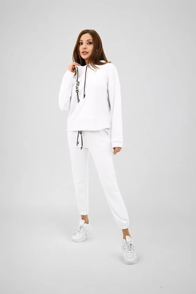 Kadın Kapüşonlu Lastik Paça Detaylı Eşofman Takımı 4161-25 - 9