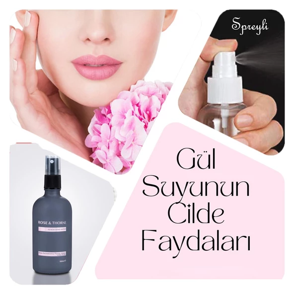 Rose Thorne 100 Ml Yenileyici Doğal Damıtılmış Gül Suyu Cilt Yüz Temizleme Nemlendirme Antioksidan - 2