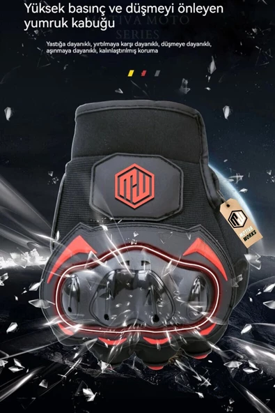 Motiva Works Sword Siyah Motosiklet Eldiveni Dokunmatik M313B - 5