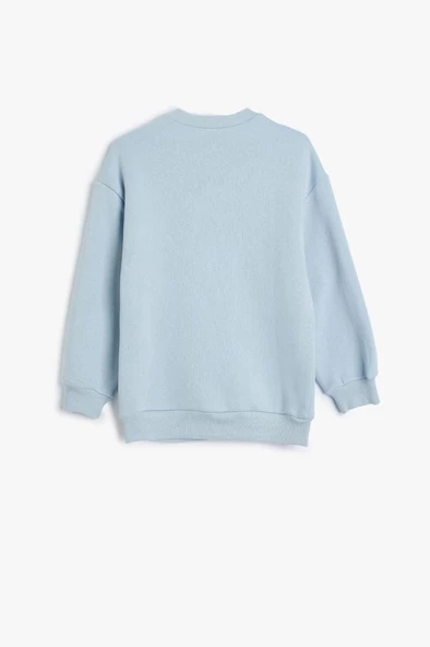 Koton Kız Çocuk Sweatshirt Çiçek Baskılı Uzun Kollu Bisiklet Yaka - 2