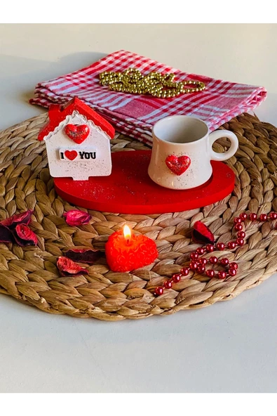 Sevgililer Günü Özel I Love You Kalpli Kahve Fincan Seti