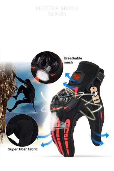 Motiva Works Sword Siyah Motosiklet Eldiveni Dokunmatik M313B - 3