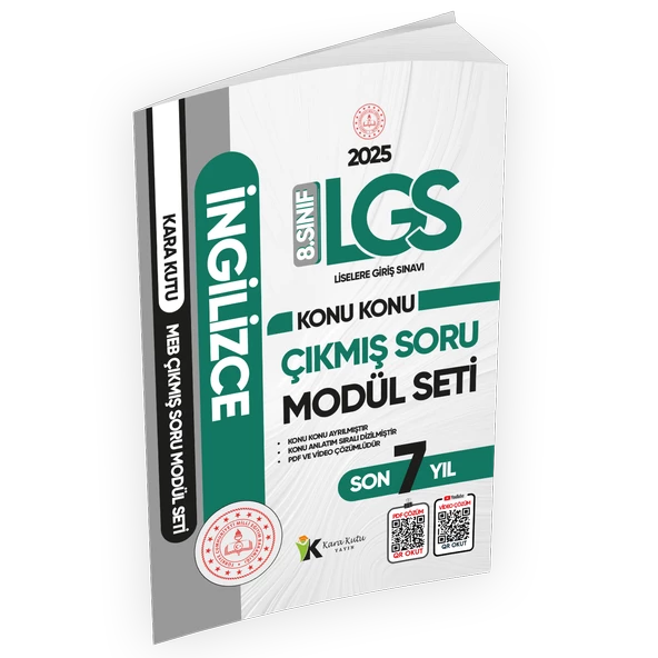 2025 LGS 8.Sınıf İNGİLİZCE Karakutu MEB Çıkmış Soru Modülü Video/PDF Çözümlü Konu Konu Son 7 Yıl