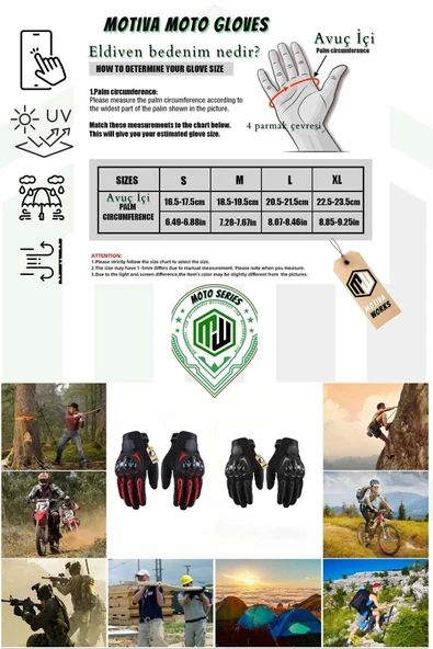 Motiva Works Sword Siyah Motosiklet Eldiveni Dokunmatik M313B - 7
