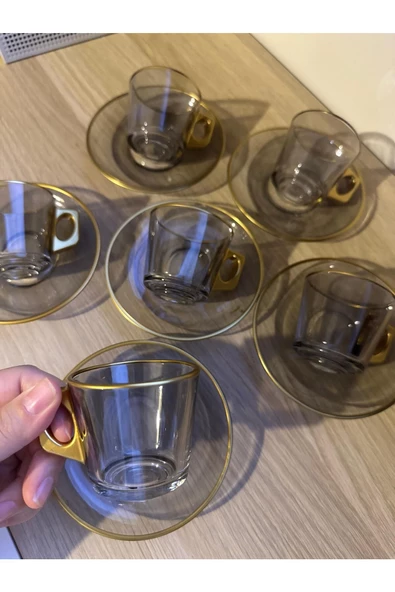 Füme rengi özel 2 kişilik fincan takımı - Resim 3