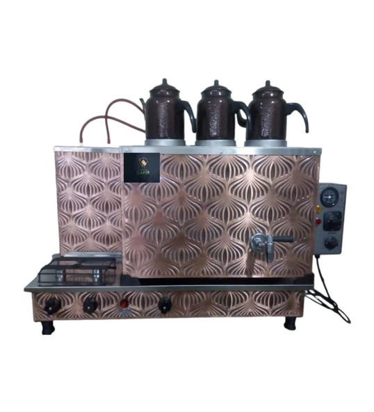 3 Demlikli Bakır Tam Otomatik Çay Kazanı Semazen Model Elektrik+ Tüplü Çay Ocağı Çay Semaveri Çay Makinesi Safir Çay Kazanları - 2