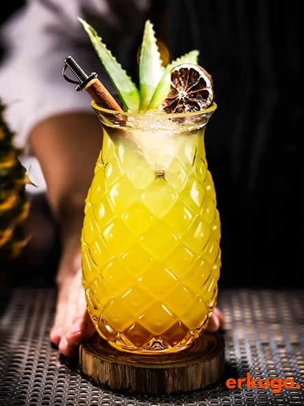 Borosilikat Sunum Bardağı, Kahve Bardağı, Meşrubat Bardağı, Isı Dayanıklı Bardak (550 ml) Pineapple - 3