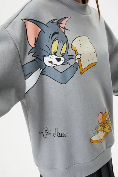 Koton Tom ve Jerry Sweatshirt Lisanslı Rahat Kalıp Bisiklet Yaka Uzun Kollu - 5