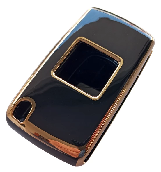 Citroen Berlingo C3 C4 C5 Uyumlu Kumanda Anahtar Kılıfı Oto Anahtarlık Siyah Gold - Resim 2