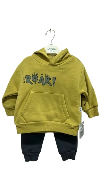 uğurböceğiçocuk Roar Yazı Baskılı Kapuşonlu 2'li Bebek Takım 124459 - 8