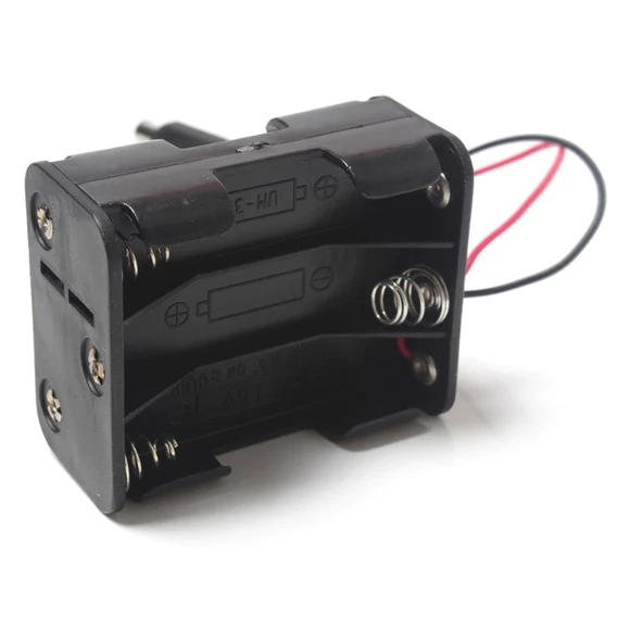 6'lı AA Pil Yuvası (Çift Taraflı ve Barrel Jack Çıkışlı) - Pil Yatağı - Resim 2