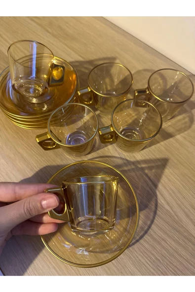 Bal rengi özel 2 kişilik fincan takımı - 4