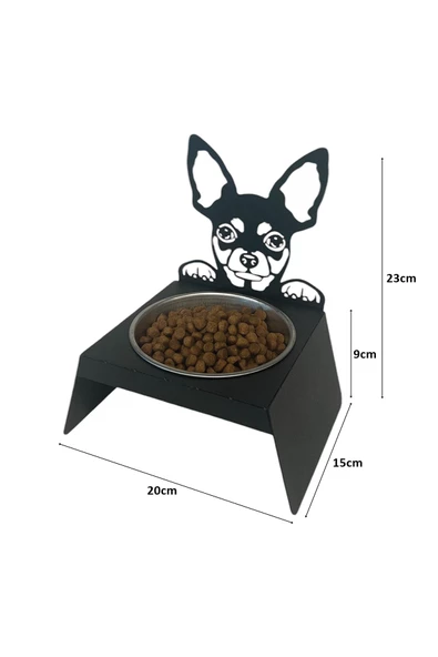 Sevimli Köpek Tasarımlı, Ergonomik Siyah Kedi ve Köpek Mama ve Su Kabı Tekli Small Model – Paslanmaz Çelik, Dayanıklı Malzeme - 7
