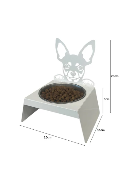Sevimli Köpek Tasarımlı, Ergonomik Beyaz Kedi ve Köpek Mama ve Su Kabı Tekli Small Model – Paslanmaz Çelik, Dayanıklı Malzeme - 8