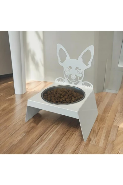 Sevimli Köpek Tasarımlı, Ergonomik Beyaz Kedi ve Köpek Mama ve Su Kabı Tekli Small Model – Paslanmaz Çelik, Dayanıklı Malzeme - 3