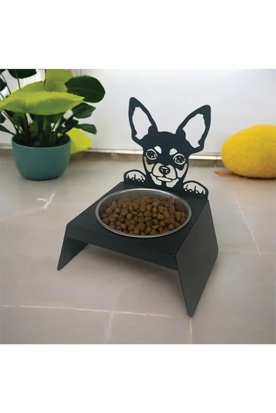 Sevimli Köpek Tasarımlı, Ergonomik Siyah Kedi ve Köpek Mama ve Su Kabı Tekli Small Model – Paslanmaz Çelik, Dayanıklı Malzeme - 3