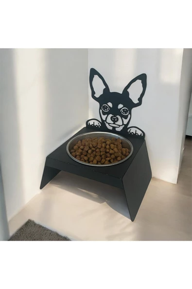 Sevimli Köpek Tasarımlı, Ergonomik Siyah Kedi ve Köpek Mama ve Su Kabı Tekli Small Model – Paslanmaz Çelik, Dayanıklı Malzeme