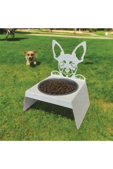 Sevimli Köpek Tasarımlı, Ergonomik Beyaz Kedi ve Köpek Mama ve Su Kabı Tekli Small Model – Paslanmaz Çelik, Dayanıklı Malzeme - 5