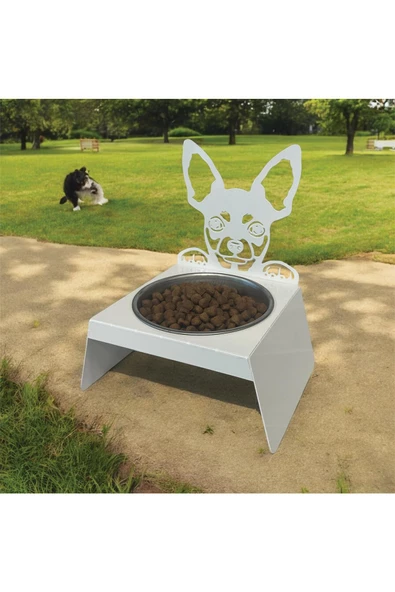 Sevimli Köpek Tasarımlı, Ergonomik Beyaz Kedi ve Köpek Mama ve Su Kabı Tekli Small Model – Paslanmaz Çelik, Dayanıklı Malzeme - 7