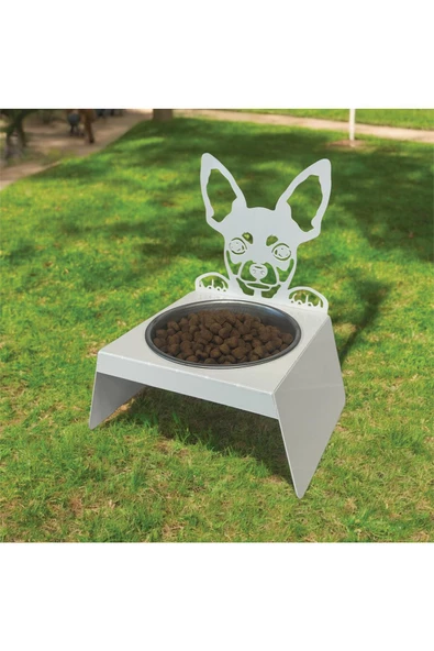 Sevimli Köpek Tasarımlı, Ergonomik Beyaz Kedi ve Köpek Mama ve Su Kabı Tekli Small Model – Paslanmaz Çelik, Dayanıklı Malzeme - 4
