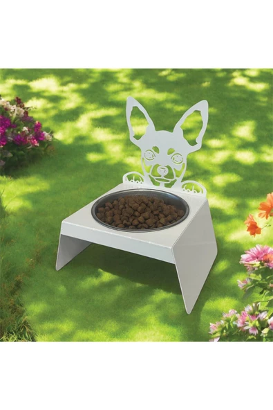 Sevimli Köpek Tasarımlı, Ergonomik Beyaz Kedi ve Köpek Mama ve Su Kabı Tekli Small Model – Paslanmaz Çelik, Dayanıklı Malzeme - 6