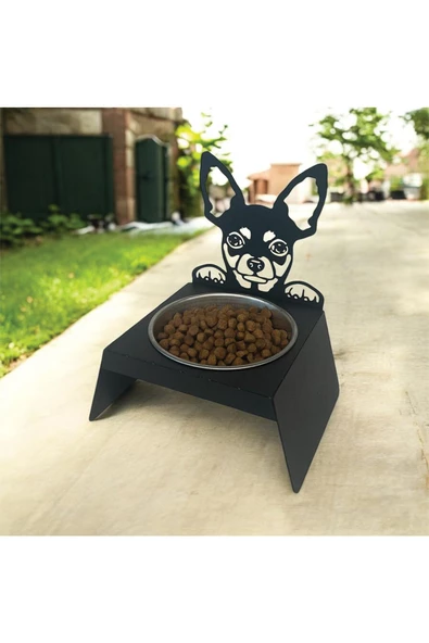 Sevimli Köpek Tasarımlı, Ergonomik Siyah Kedi ve Köpek Mama ve Su Kabı Tekli Small Model – Paslanmaz Çelik, Dayanıklı Malzeme - 4