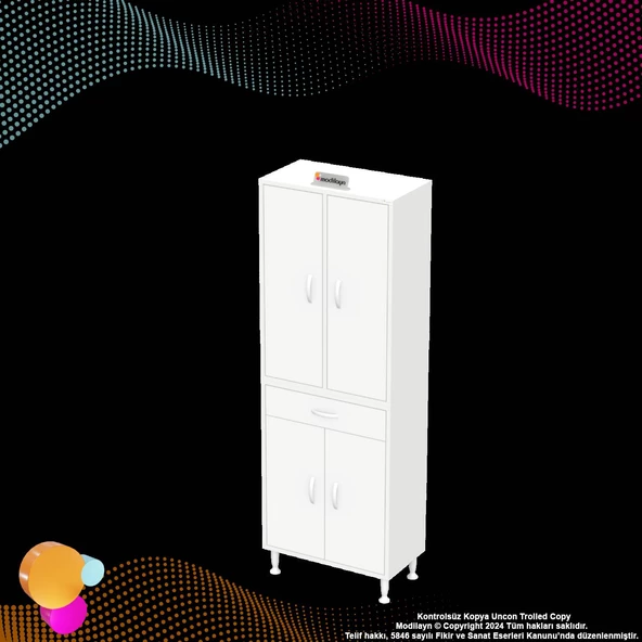 Modilayn YENİ AFRA 60 x 173 x 32,5 cm 1 Çekmece 4 Kapak 5 Raf 8 Bölme Çok Amaçlı Banyo & Mutfak Dolabı  - Resim 8