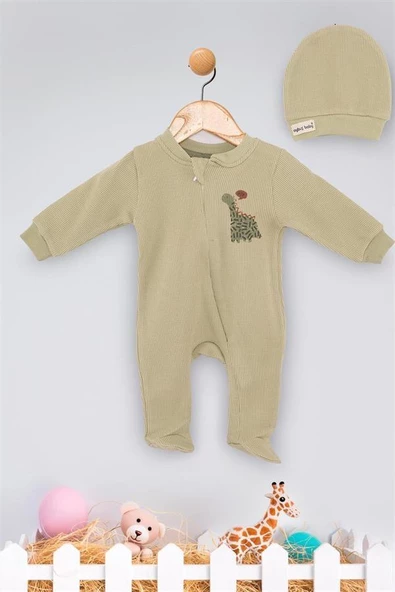 Kinder Baby Aybüş Erkek Bebek Waffle Dino Tulum Yeşil 1499 - 1
