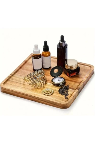 Mobawood    Mobawood Doğal Ahşap Kahvaltı tabağı Sunumluk Lüks Tepsi - 2