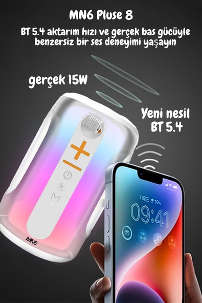 MN6 Pluse 8 Ses Bombası/Son Çıkan/360 ledli Hoparlör/led Işıklı Gece Lambası/hoparlör-BT5.4 - 5